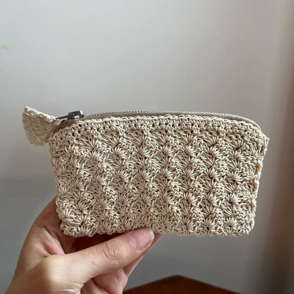 Vintage 60s Unbranded Crochet Knit Small Bag and Pouch - Picture 5 of 10